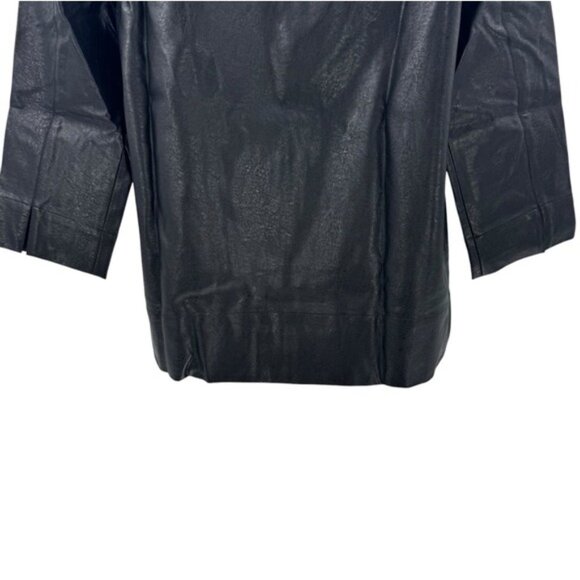 Tuckernuck NEW Black Faux Leather Chic Edgy Collared Margot Top Size S - Picture 10 of 13